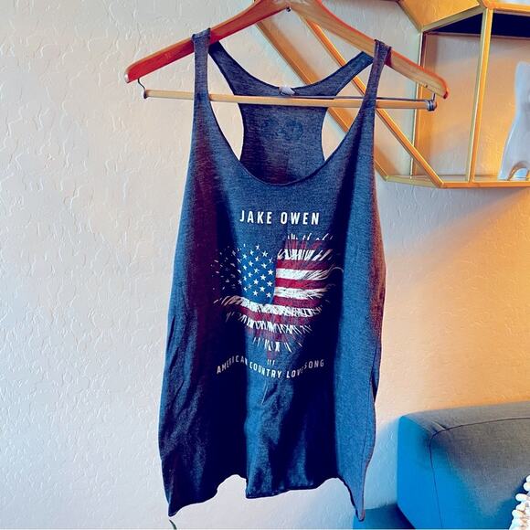 Next Level gray Jake Owen American Country Love Song tank top womens size small - Picture 1 of 6